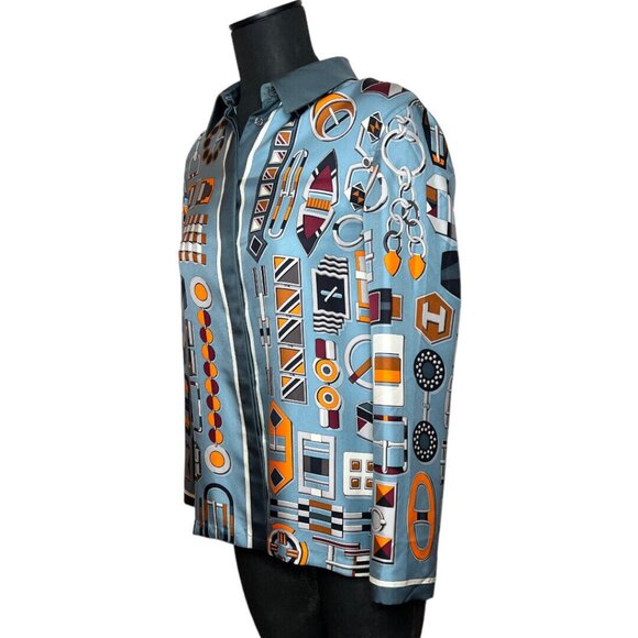 Hermes NWT Luxurious Silk Twill Buckles Blouse Shirt Size 38 Made In France - Picture 3 of 14